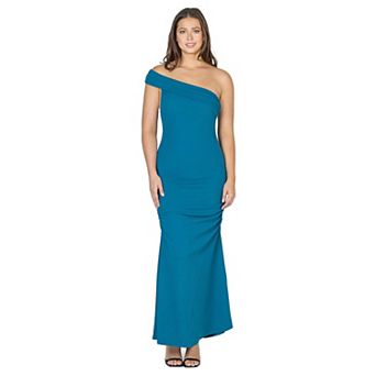 Women's 24Seven Comfort Apparel One-Shoulder Ruched Mermaid Maxi Dress