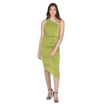 Women's 24Seven Comfort Apparel One Shoulder Ruched Bodycon Dress
