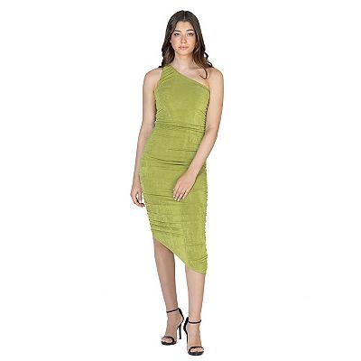 open lace back dress Marcella Women's Manhattan One Shoulder Midi Dress