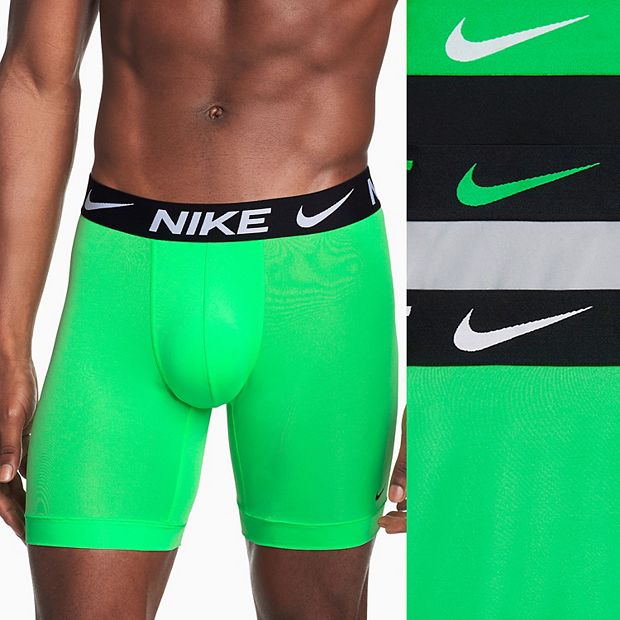 Nike Dri-FIT Essential Micro 3 pack boxer briefs in green/yellow