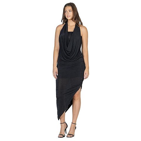 Женские платья 24Seven Women's 24Seven Comfort Apparel Cowlneck Long Asymmetrical Backless Halter Dress