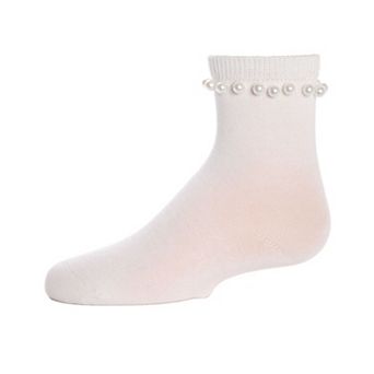 Little Kids String Of Pearls Girls Cotton Blend Crew Socks
