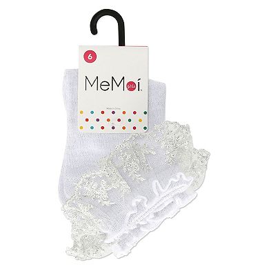 Little Kids Step And Shimmer Girls Ruffle Quarter Crew Socks