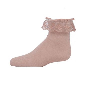 Little Kids Step And Shimmer Girls Ruffle Quarter Crew Socks