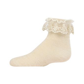 Step and Shimmer Girls Ruffle Quarter Crew Socks