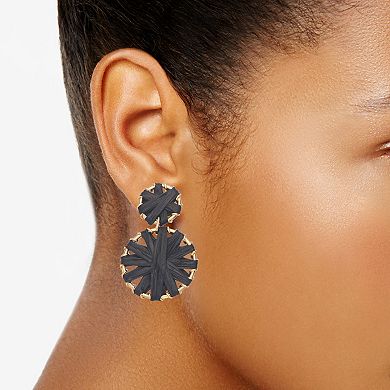 Sonoma Goods For Life® Gold Tone Raffia Wrap Double Circle Drop Earrings