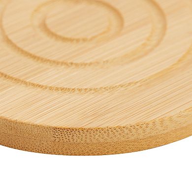 Set of 6 Wood Coasters with Holder for Coffee Table, Hot Drinks, Housewarming Gifts (4.3 Inches)