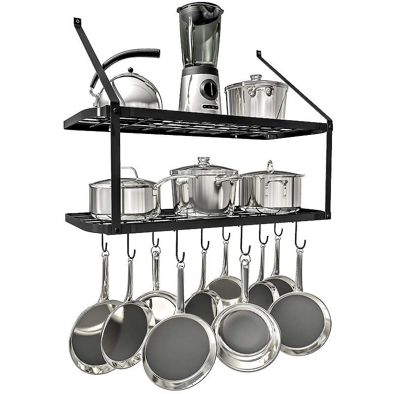 Vdomus Pot Rack Organizer Containing 8+ Pots & Pan Holder. Adjustable Lid  Holder, Black