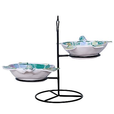 Turtle Bowls Duo 2-piece Set with Tiered Storage Rack