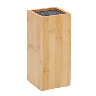 Bamboo Knife Block With Bristles, Wooden Universal Knives Stand Holder, 4x4x9 In