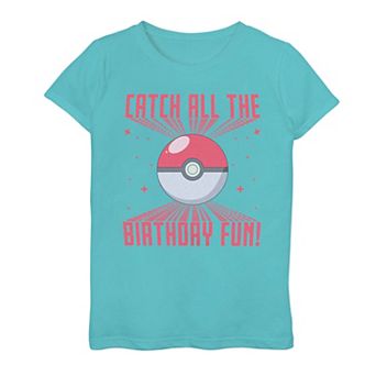Girl's Pokemon Catch All The Birthday Fun Tee