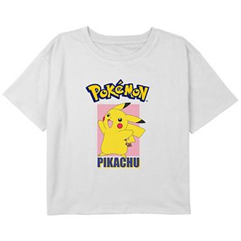 Girls Pokemon Pikachu Pose Boxy Cropped Graphic Tee