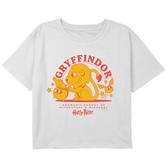 Girls Harry Potter Hogwarts Gryffindor Boxy Cropped Graphic Tee