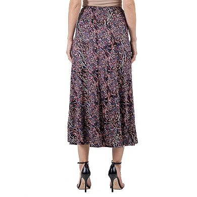 Women's 24Seven Comfort Apparel Floral A Line Maxi Skirt