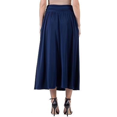 Women's 24Seven Comfort Apparel Foldover Maxi Skirt With Pockets