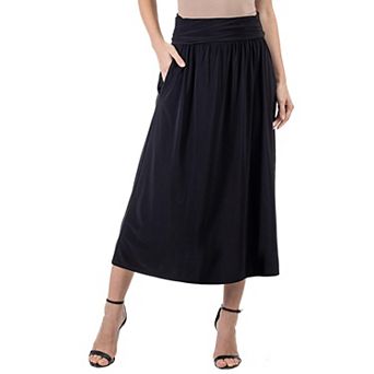 Women's 24Seven Comfort Apparel Foldover Maxi Skirt With Pockets