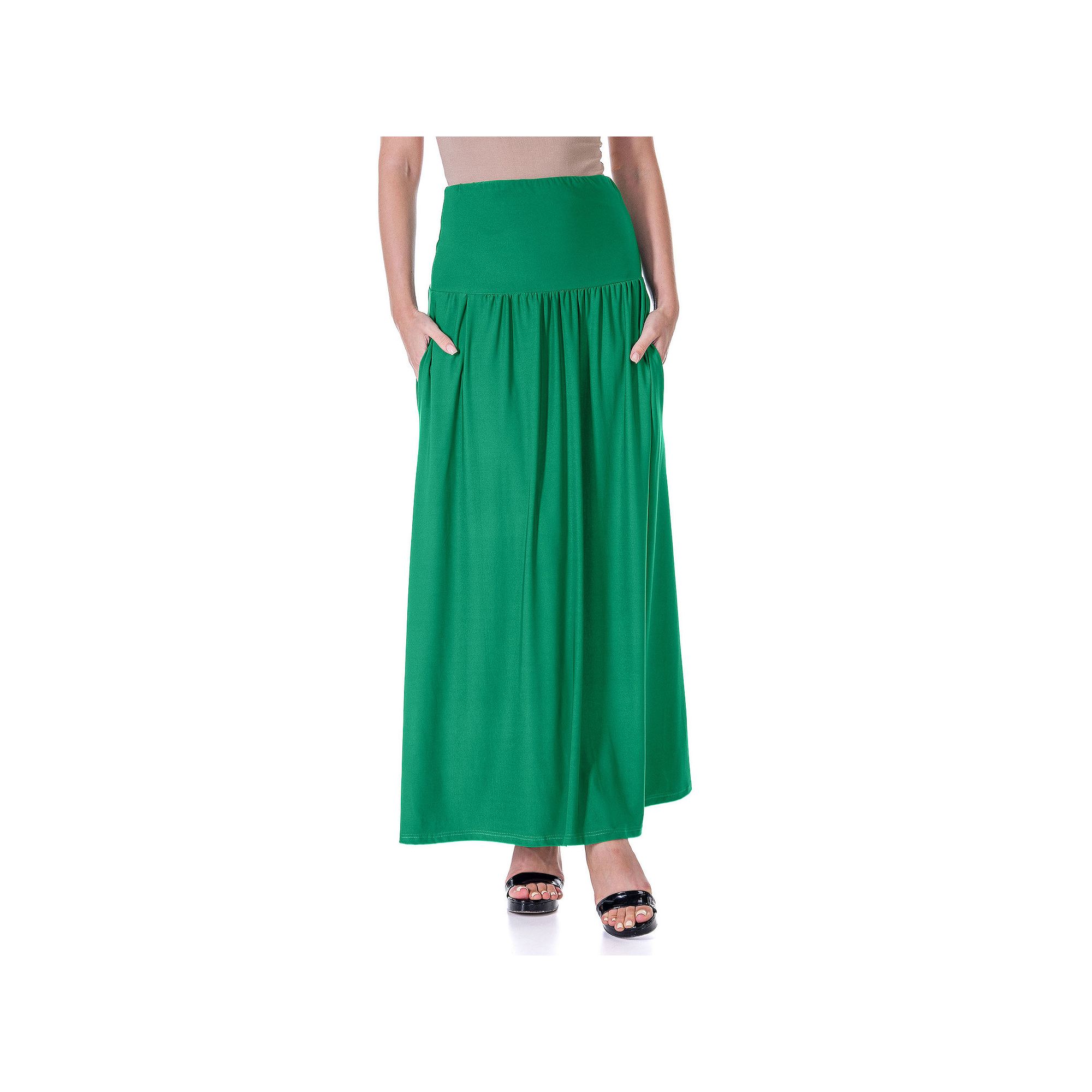 Womens 24Seven Comfort Apparel Foldover Maxi Skirt With Pockets, Size: Sma
