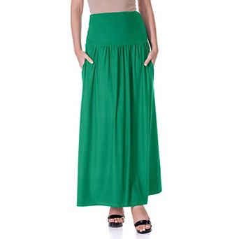 Women's 24Seven Comfort Apparel Foldover Maxi Skirt With Pockets