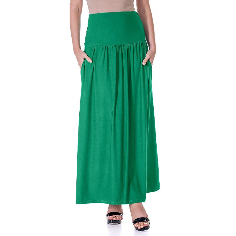 Women's 24Seven Comfort Apparel Foldover Maxi Skirt With Pockets,