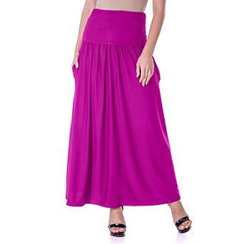 Women's 24Seven Comfort Apparel Foldover Maxi Skirt With Pockets