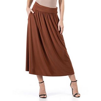 Women's 24Seven Comfort Apparel Foldover Maxi Skirt With Pockets