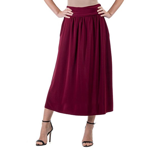 Women's 24Seven Comfort Apparel Foldover Maxi Skirt With Pockets