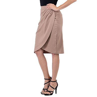 Women's 24Seven Comfort Apparel Elastic Waist Knee Length Tulip Pencil Skirt