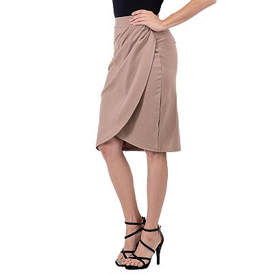 Women's 24Seven Comfort Apparel Elastic Waist Knee Length Tulip