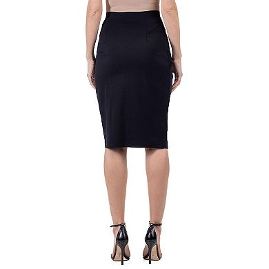 Women's 24Seven Comfort Apparel Elastic Waist Knee Length Tulip Pencil Skirt