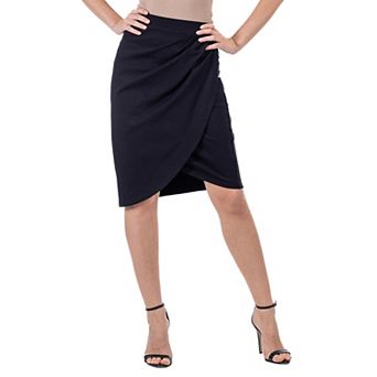 Women's 24Seven Comfort Apparel Elastic Waist Knee Length Tulip Pencil Skirt