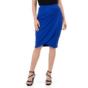 Women's 24Seven Comfort Apparel Elastic Waist Knee Length Tulip Pencil Skirt
