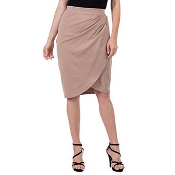 Women's 24Seven Comfort Apparel Elastic Waist Knee Length Tulip Pencil Skirt