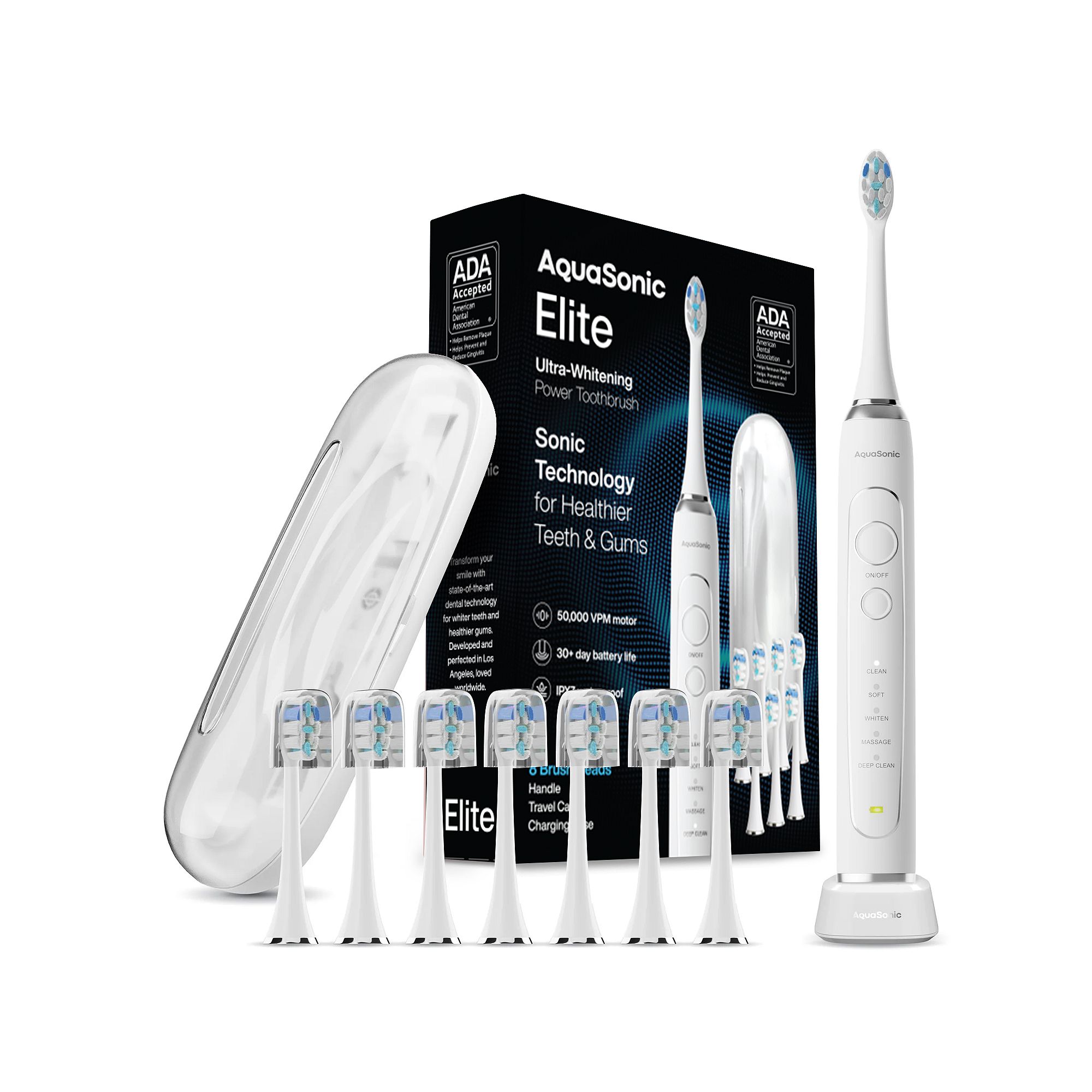 AquaSonic Elite Series Smart Toothbrush, White