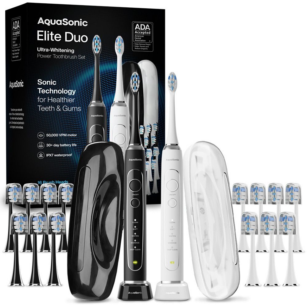 Aquasonic Elite DUO Pack 2-pc Electric Toothbrush Set