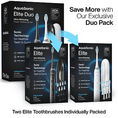 Aquasonic Elite DUO Pack 2-pc Electric Toothbrush Set