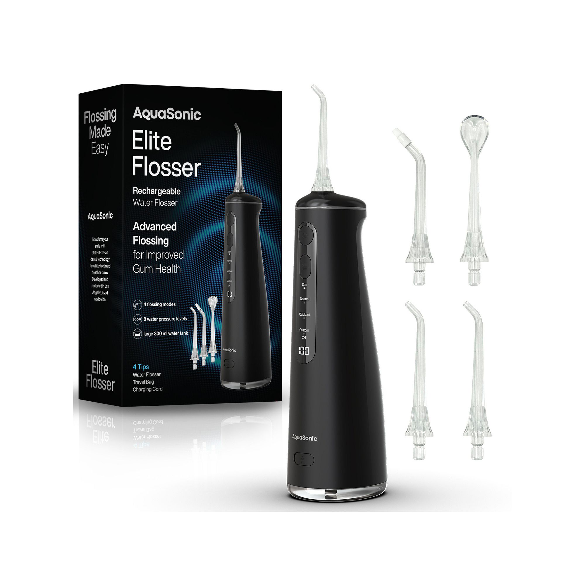 Aquasonic Elite Series Water Flosser, Black