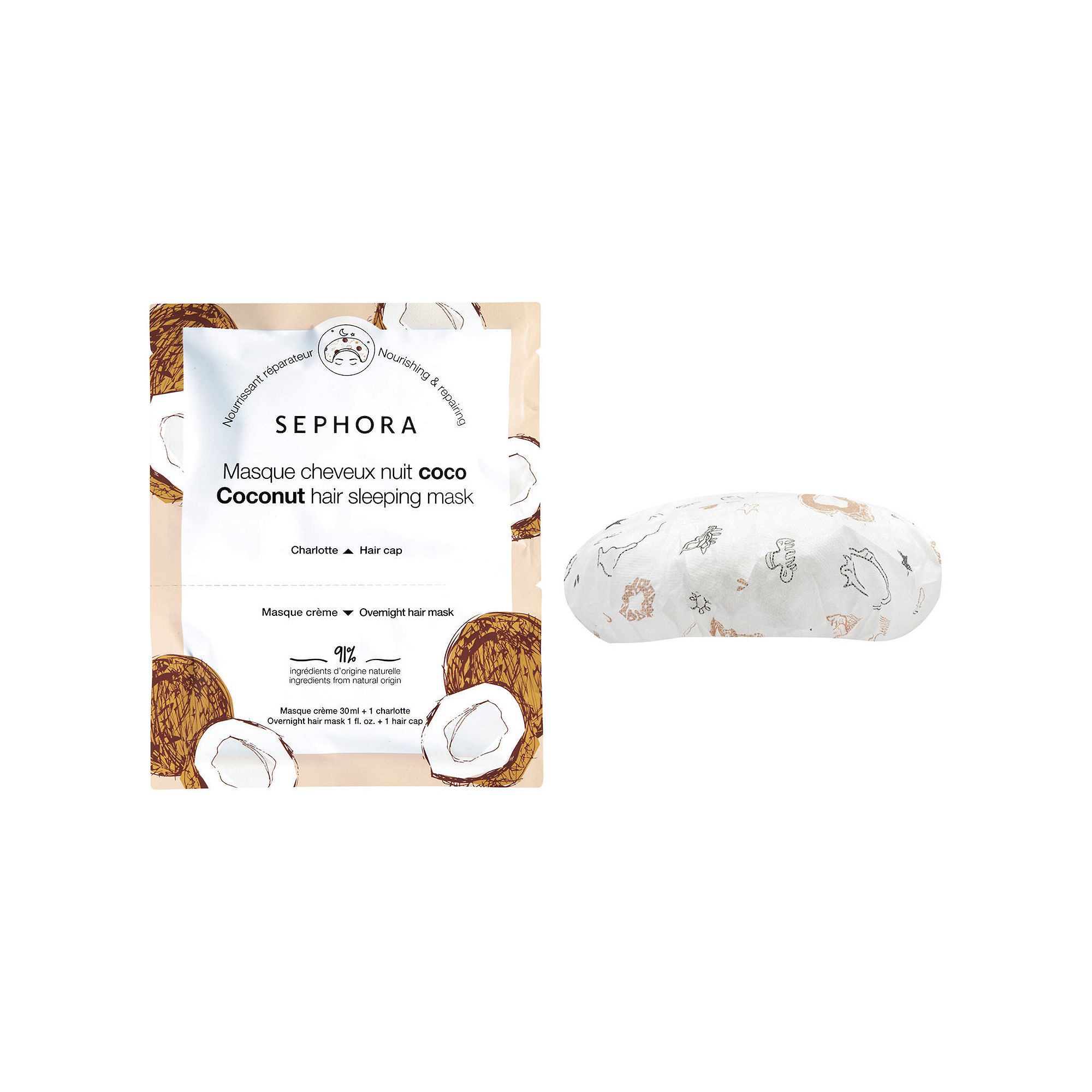 SEPHORA COLLECTION Nourishing Hair Sleeping Mask in Coconut + Mango, White