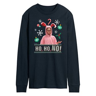 Men's A Christmas Story Pink Bunny Long Sleeve Graphic Tee