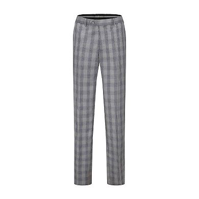 Men's 2-Piece Double Breasted Checked Plaid Slim Fit Suit