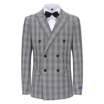 Men's 2 pc Double Breasted Checked Plaid Slim Fit Suit