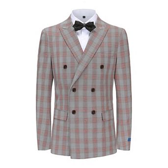 Men's 2 pc Double Breasted Checked Plaid Slim Fit Suit