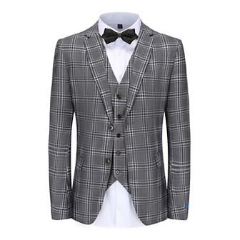 Men's 3 pc Glen Plaid Slim Fit Suit