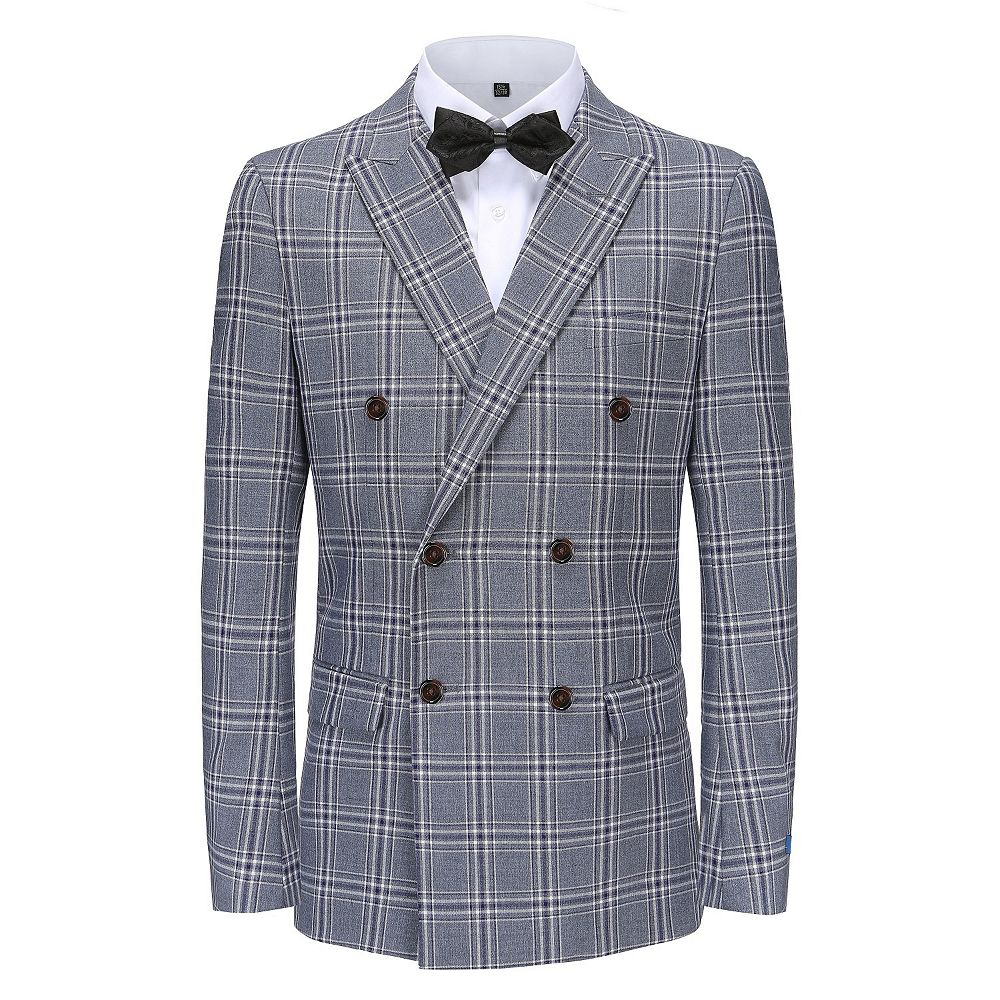 Men's 2-piece Double Breasted Glen Plaid Slim Fit Suit