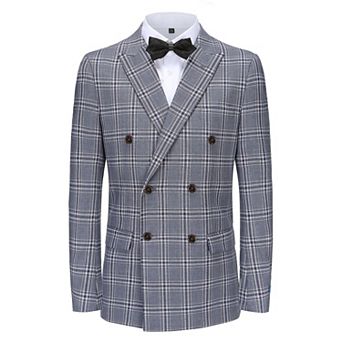 Men's 2 pc Double Breasted Glen Plaid Slim Fit Suit