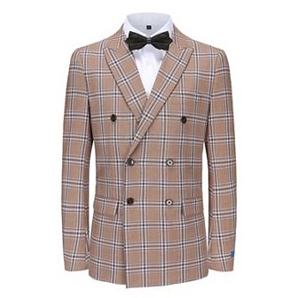 Men's 2 pc Double Breasted Glen Plaid Slim Fit Suit