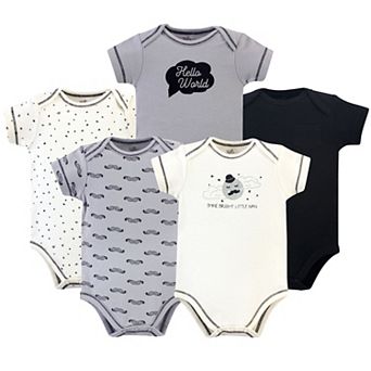 Touched by Nature Baby Boy Organic Cotton Bodysuits 5 pk Mr. Moon, Preemie