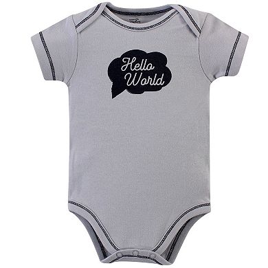 Touched by Nature Baby Boy Organic Cotton Bodysuits 5pk, Mr. Moon, Preemie