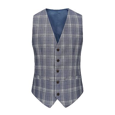 Men's 3-piece Checkered Plaid Slim Fit Suit