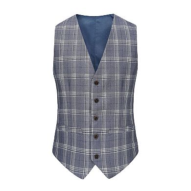 Men's 3-Piece Checkered Plaid Slim Fit Suit