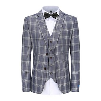 Men's 3 pc Checkered Plaid Slim Fit Suit